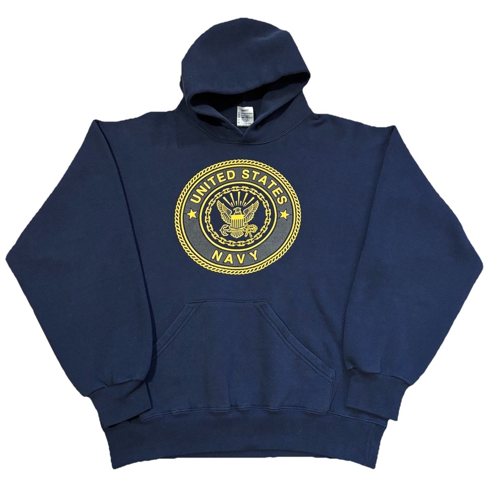 Vintage 90s Soffe Sweatshirt Mens Medium US Navy Double-Sided Crewneck Blue USA